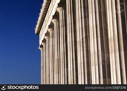 Low angle view of columns of a building, Lincoln Memorial, Washington DC, USA