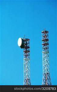 Low angle view of communications towers, Leesburg, Virginia, USA