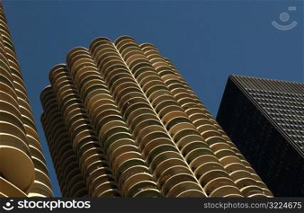 Low angle view of high rise buildings in Chicago