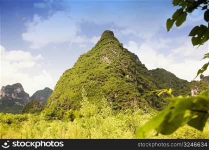 Low angle view of hill ranges, Yangshuo, Guangxi Province, China