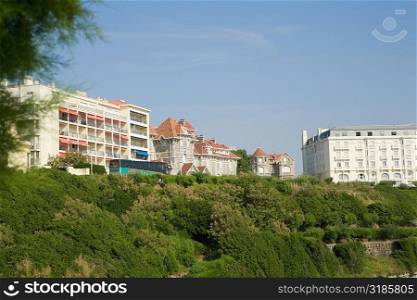 Low angle view of hotels buildings, St. Martin, Biarritz, France