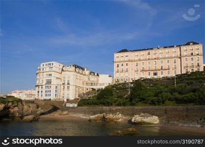 Low angle view of hotels, Le Bellevue, Biarritz, France
