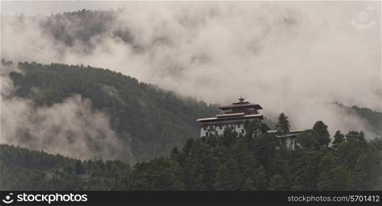 Low angle view of Jakar Dzong, Chokhor Valley, Bumthang District, Bhutan