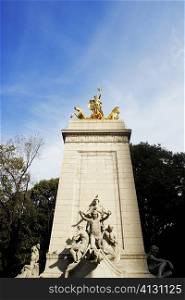 Low angle view of Maine monument, Merchant&acute;s Gate, Central Park, Manhattan, New York City, New York State, USA