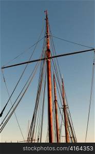 Low angle view of masts of a sailboat, Oslo Harbor, Oslo, Norway