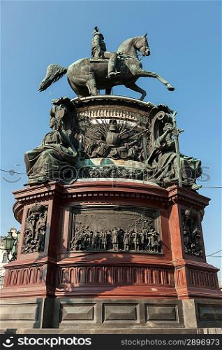 Low angle view of Monument to Nicholas I, St. Isaac&acute;s Square, St. Petersburg, Russia