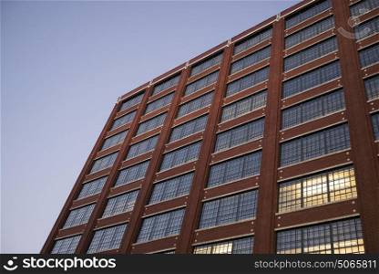 Low angle view of office building against sky, Minneapolis, Hennepin County, Minnesota, USA