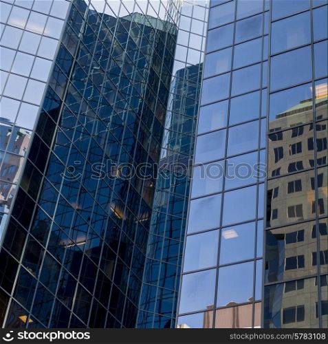 Low angle view of office buildings, Golden Square Mile, Montreal, Quebec, Canada