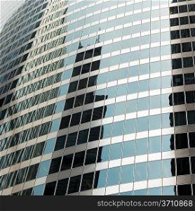 Low angle view of office buildings, Monroe Street, Chicago, Cook County, Illinois, USA