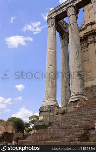 Low angle view of old ruins of a building, Rome, Italy