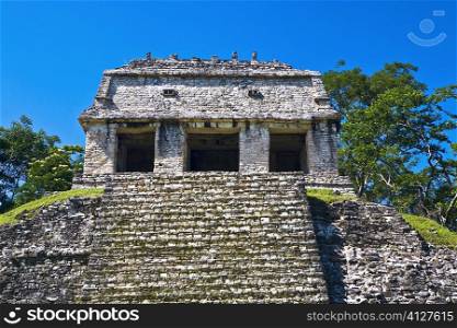 Low angle view of old ruins of a temple, Temple Of The Count, Palenque, Chiapas, Mexico