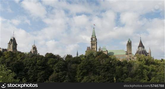 Low angle view of Parliament Building, Parliament Hill, Ottawa, Ontario, Canada