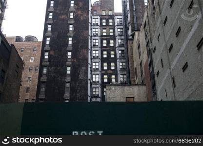 Low angle view of residential building, New York City, New York State, USA