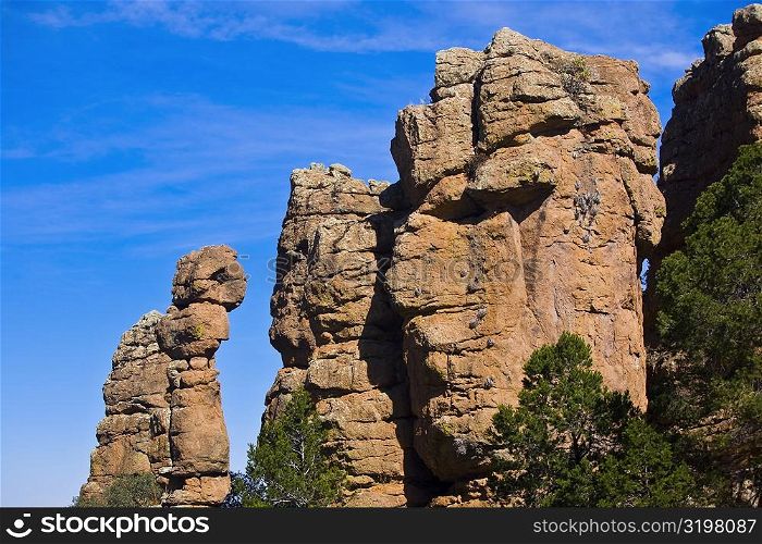 Low angle view of rock formations, Sierra De Organos, Sombrerete, Zacatecas State, Mexico