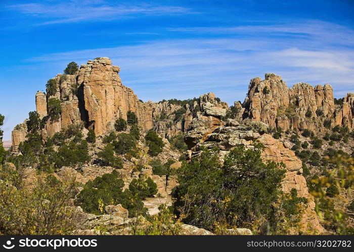 Low angle view of rock formations, Sierra De Organos, Sombrerete, Zacatecas State, Mexico