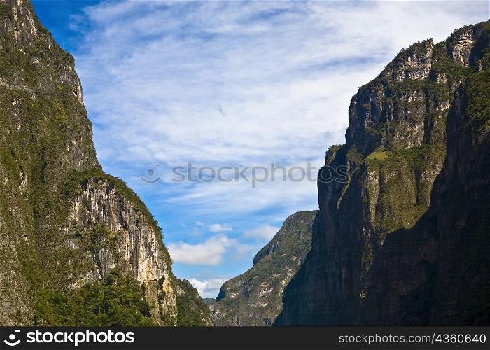 Low angle view of rock formations, Sumidero Canyon, Chiapas, Mexico