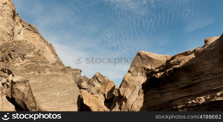 Low angle view of rock formations, Tagus Cove, Isabela Island, Galapagos Islands, Ecuador