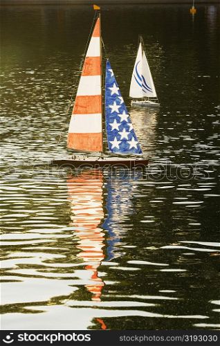 Low angle view of sailboats in the river