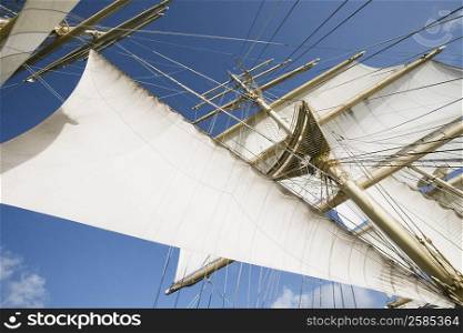 Low angle view of sails of a sailing ship