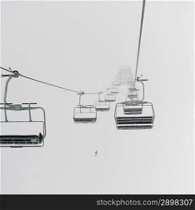 Low angle view of ski lifts, Symphony Amphitheatre, Whistler, British Columbia, Canada
