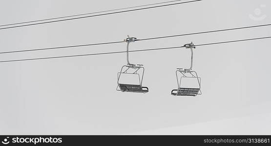 Low angle view of ski lifts, Symphony Amphitheatre, Whistler, British Columbia, Canada