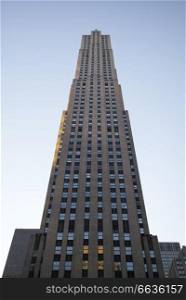 Low angle view of skyline, Rockefeller Center, Midtown Manhattan, New York City, New York State, USA