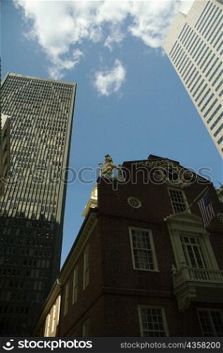 Low angle view of skyscrapers, Boston, Massachusetts, USA