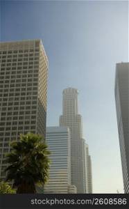 Low angle view of skyscrapers, City Of Los Angeles, California, USA