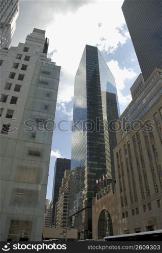 Low angle view of skyscrapers in a city
