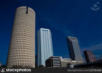 Low angle view of skyscrapers in a city, Plant Park, University Of Tampa, Tampa, Florida, USA