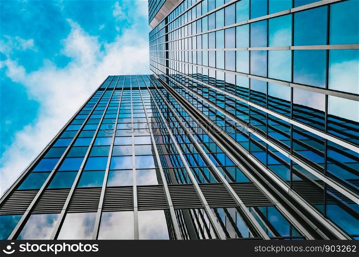 low angle view of skyscrapers. modern building