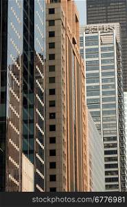 Low angle view of skyscrapers, USB Tower, Chicago, Cook County, Illinois, USA