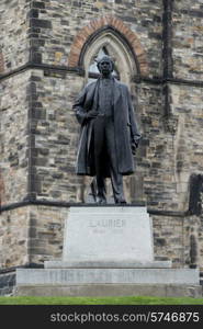 Low angle view of statue of Wilfrid Laurier, Parliament Hill, Ottawa, Ontario, Canada