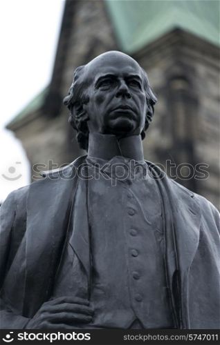 Low angle view of statue of Wilfrid Laurier, Parliament Hill, Ottawa, Ontario, Canada