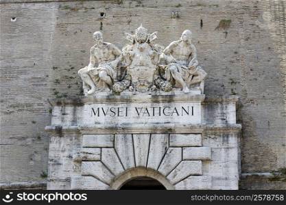 Low angle view of statues on a museum, Vatican Museum, Rome, Italy