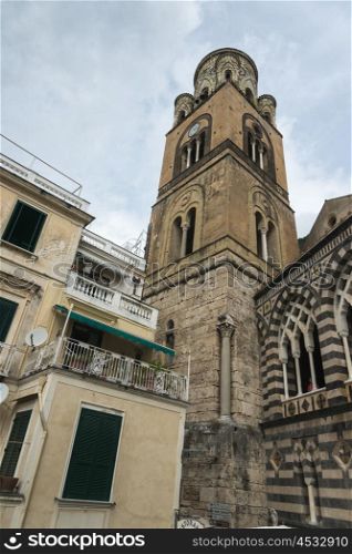 Low angle view of the Amalfi Cathedral, Amalfi, Amalfi Coast, Salerno, Campania, Italy