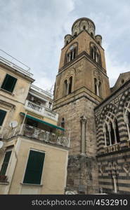 Low angle view of the Amalfi Cathedral, Amalfi, Amalfi Coast, Salerno, Campania, Italy