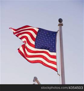 Low angle view of the American flag