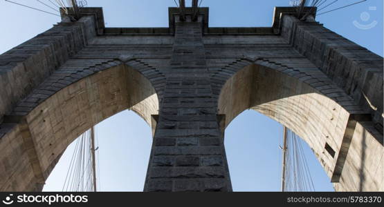 Low angle view of the Brooklyn Bridge, Manhattan, New York City, New York State, USA