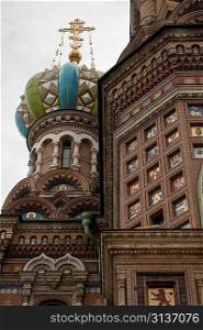 Low angle view of the Church of the Saviour on Spilled Blood, St. Petersburg, Russia