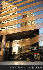 Low angle view of the entrance of a skyscraper, San Diego, California, USA