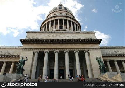 Low angle view of the facade of a government building, Havana, Cuba