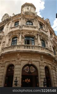 Low angle view of the facade of an ornate building, Havana, Cuba