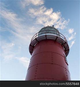 Low angle view of the Ferryland Lighthouse, Calvert, Avalon Peninsula, Newfoundland And Labrador, Canada