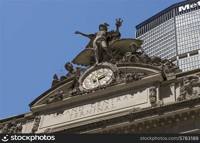 Low angle view of the Grand Central Station Exterior, Midtown, Manhattan, New York City, New York State, USA