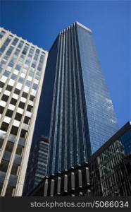 Low angle view of the IDS Center tower at Downtown Minneapolis, Hennepin County, Minnesota, USA