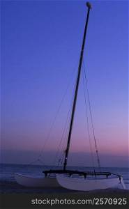 Low angle view of the mast of a boat, South Beach, Miami, Florida, USA