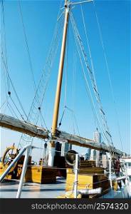 Low angle view of the mast of a yacht