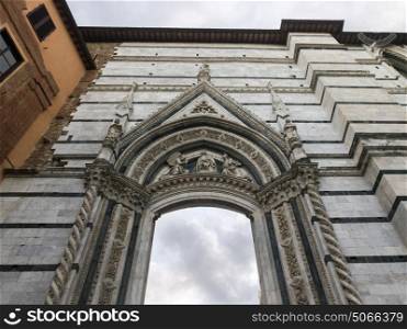 Low angle view of the Museo dell'Opera del Duomo, Siena, Tuscany, Italy