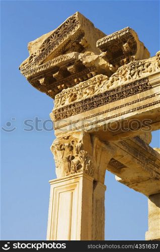 Low angle view of the old ruins, Ephesus, Turkey